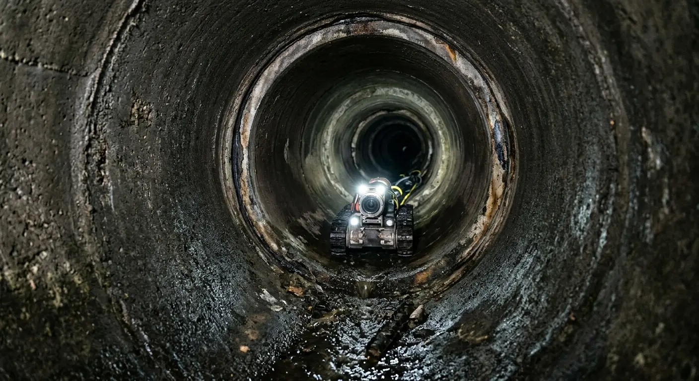 Robotic sewer camera inspecting pipe interior for Sewer Line Cleaning in Prairie Ridge